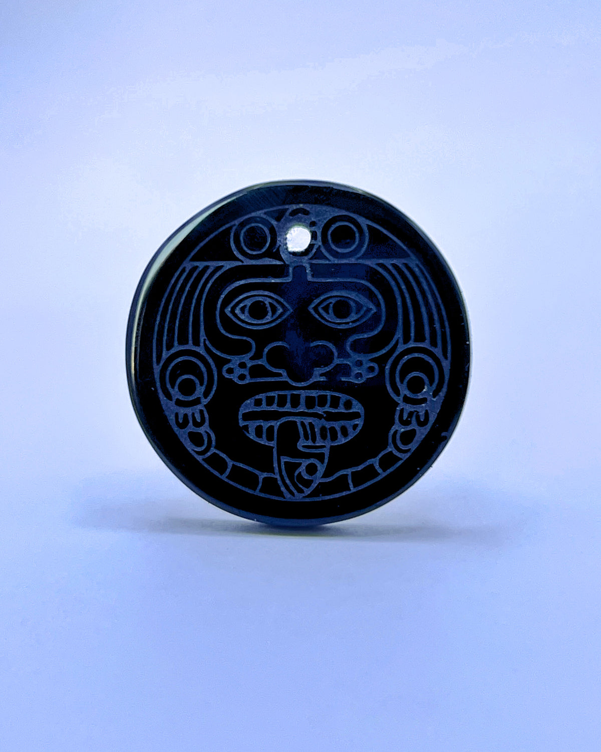 Pingente Tlaltecuhtli Obsidiana Negra